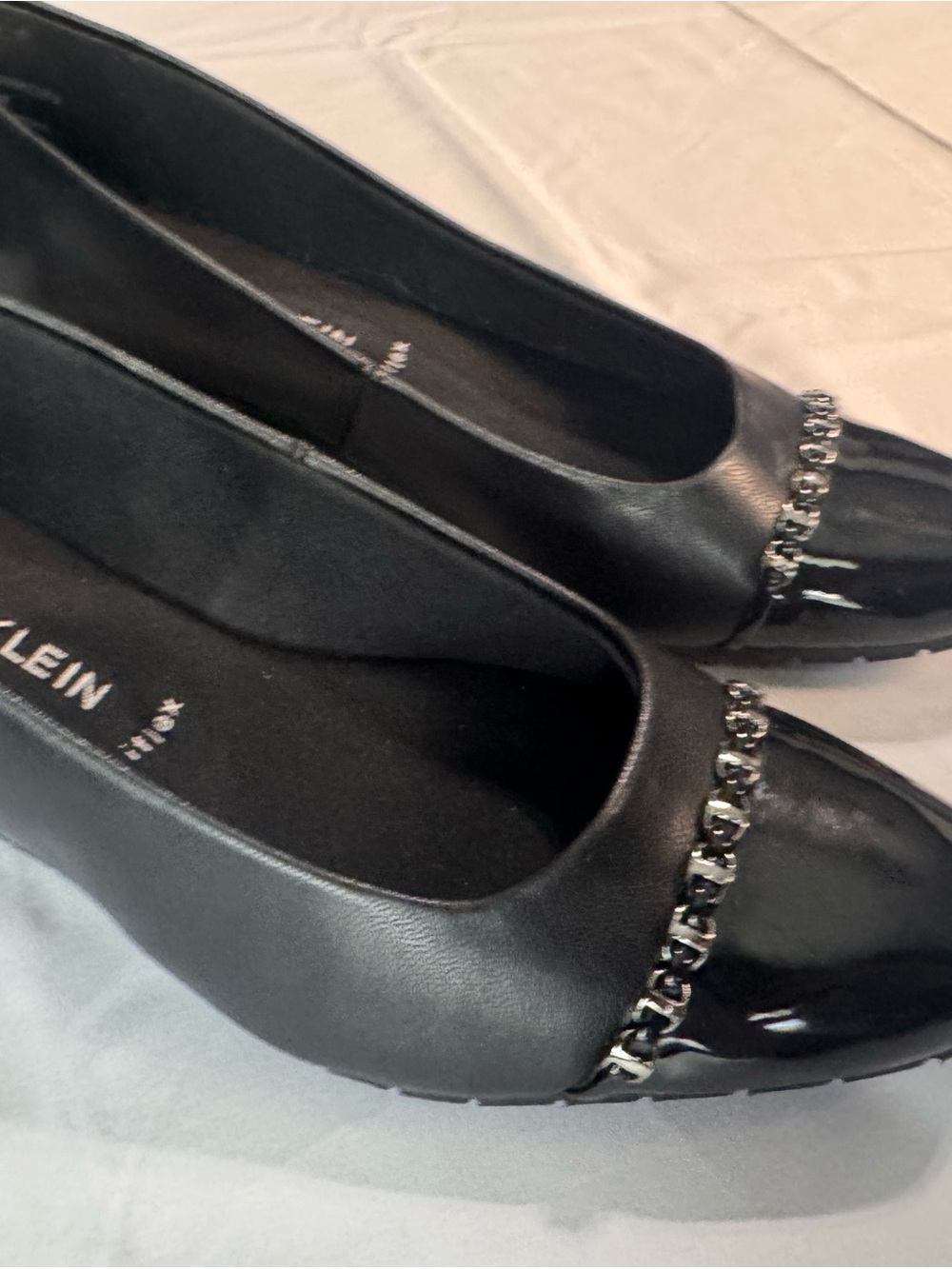 Anne Klein Black Patent-Trim Ballet Flats - Picture 2 of 3
